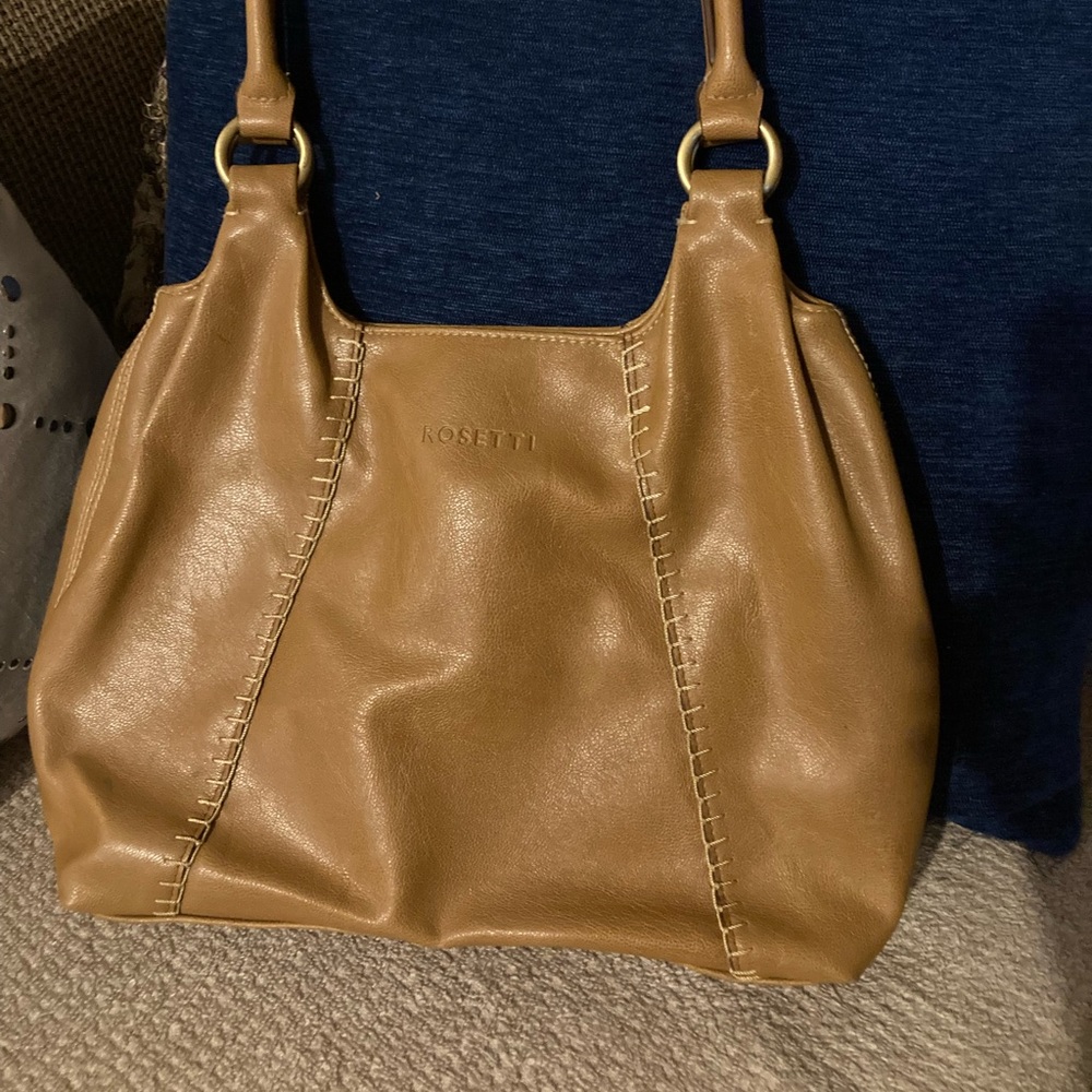 Brown Rosetti Faux Leather Satchel Bag